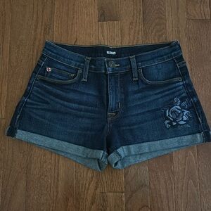 Hudson Denim Shorts with Floral Embroidery